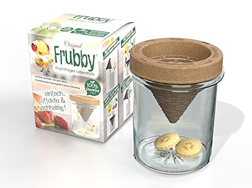Frubby® - Die nachhaltige Fruchtfliegen-Lebendfalle - geeignet für Taufliegen Obstfliegen Essigfliegen - wiederverwendbar - spülmaschinengeeignet - 100% plastikfrei - ohne Chemie (1'er Pack)  